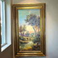 Cuadro de Retamero al óleo, paisaje con puente y río - Cositas Antiguas – La Guadaña, Anticuarios Online en Jerez , vender antigüedades, muebles antiguos