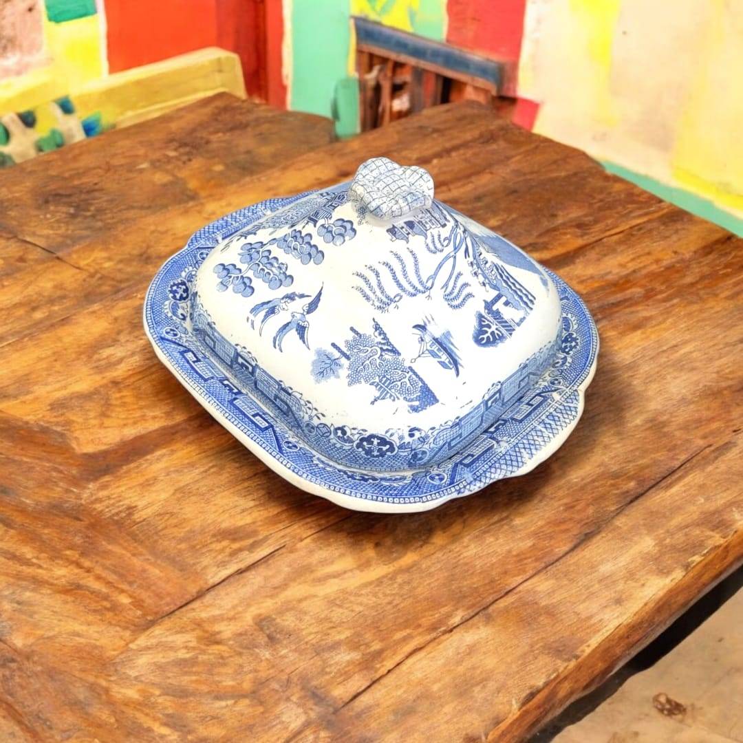 Fuente antigua Willow con tapa - Porcelana inglesa original - Cositas Antiguas – La Guadaña, Anticuarios Online en Jerez , vender antigüedades, muebles antiguos