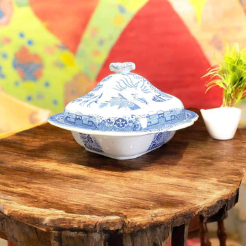 Fuente antigua Willow con tapa - Porcelana inglesa original - Cositas Antiguas – La Guadaña, Anticuarios Online en Jerez , vender antigüedades, muebles antiguos