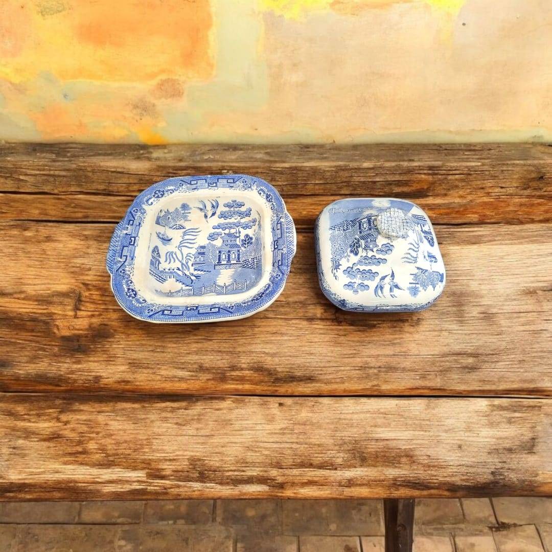 Fuente antigua Willow con tapa - Porcelana inglesa original - Cositas Antiguas – La Guadaña, Anticuarios Online en Jerez , vender antigüedades, muebles antiguos