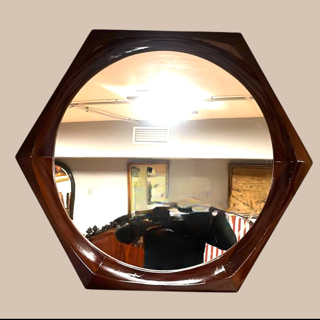 Espejo hexagonal de caoba – Diseño exclusivo y elegante - Cositas Antiguas – La Guadaña, Anticuarios Online en Jerez , vender antigüedades, muebles antiguos