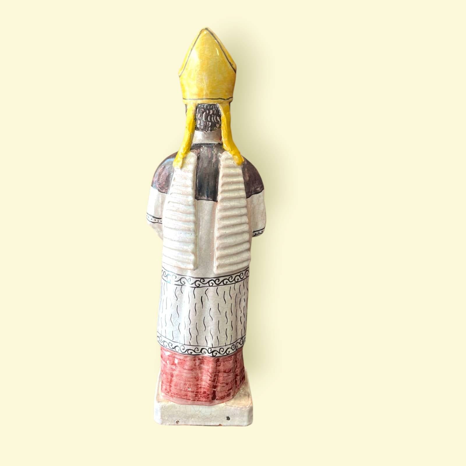 Figura de terracota San Bernardo de Claraval esmaltada - Cositas Antiguas – La Guadaña, Anticuarios Online en Jerez , vender antigüedades, muebles antiguos