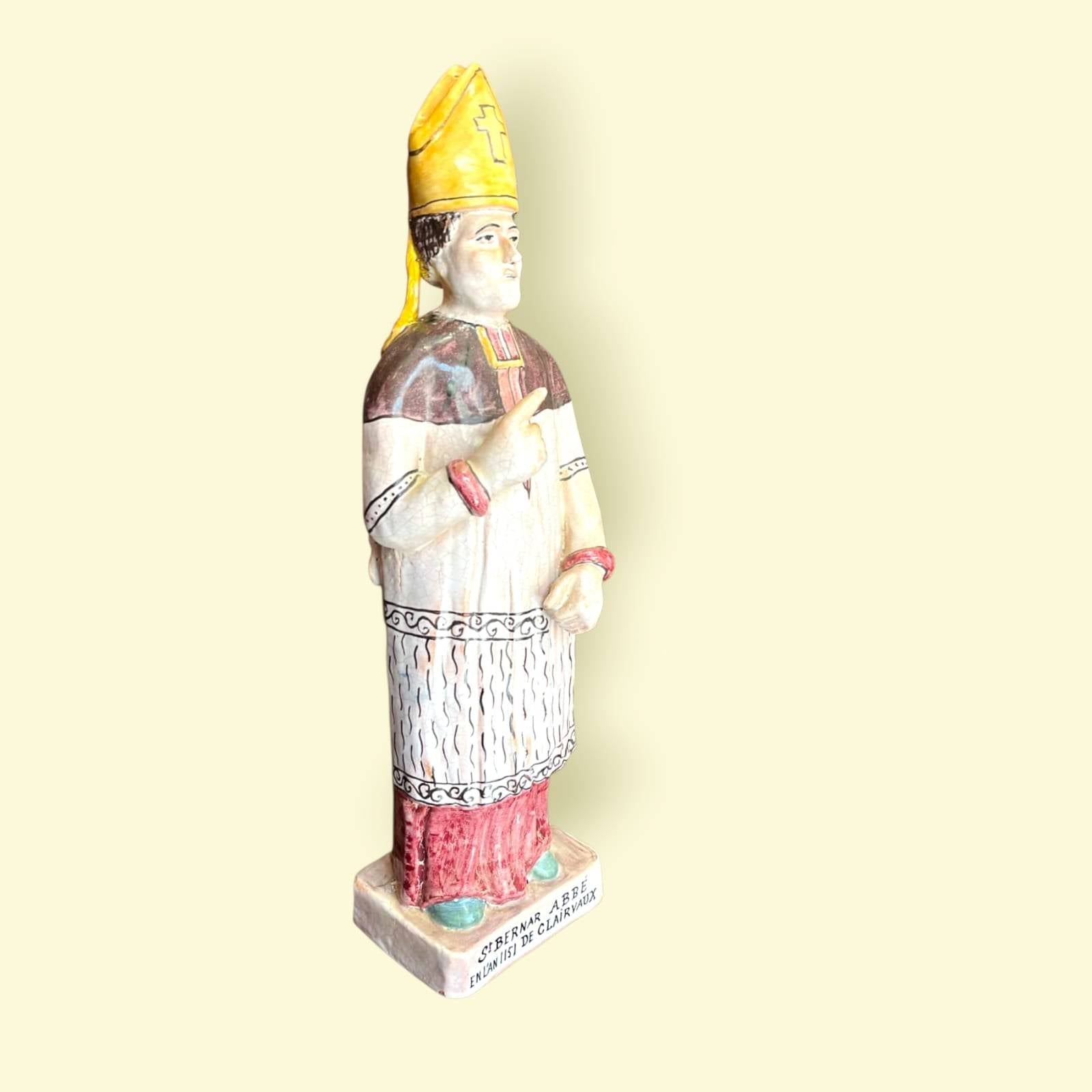 Figura de terracota San Bernardo de Claraval esmaltada - Cositas Antiguas – La Guadaña, Anticuarios Online en Jerez , vender antigüedades, muebles antiguos