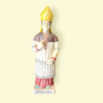 Figura de terracota San Bernardo de Claraval esmaltada - Cositas Antiguas – La Guadaña, Anticuarios Online en Jerez , vender antigüedades, muebles antiguos