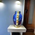Jarron de cerámica esmaltada azul decorativo antiguo único - Cositas Antiguas – La Guadaña, Anticuarios Online en Jerez , vender antigüedades, muebles antiguos