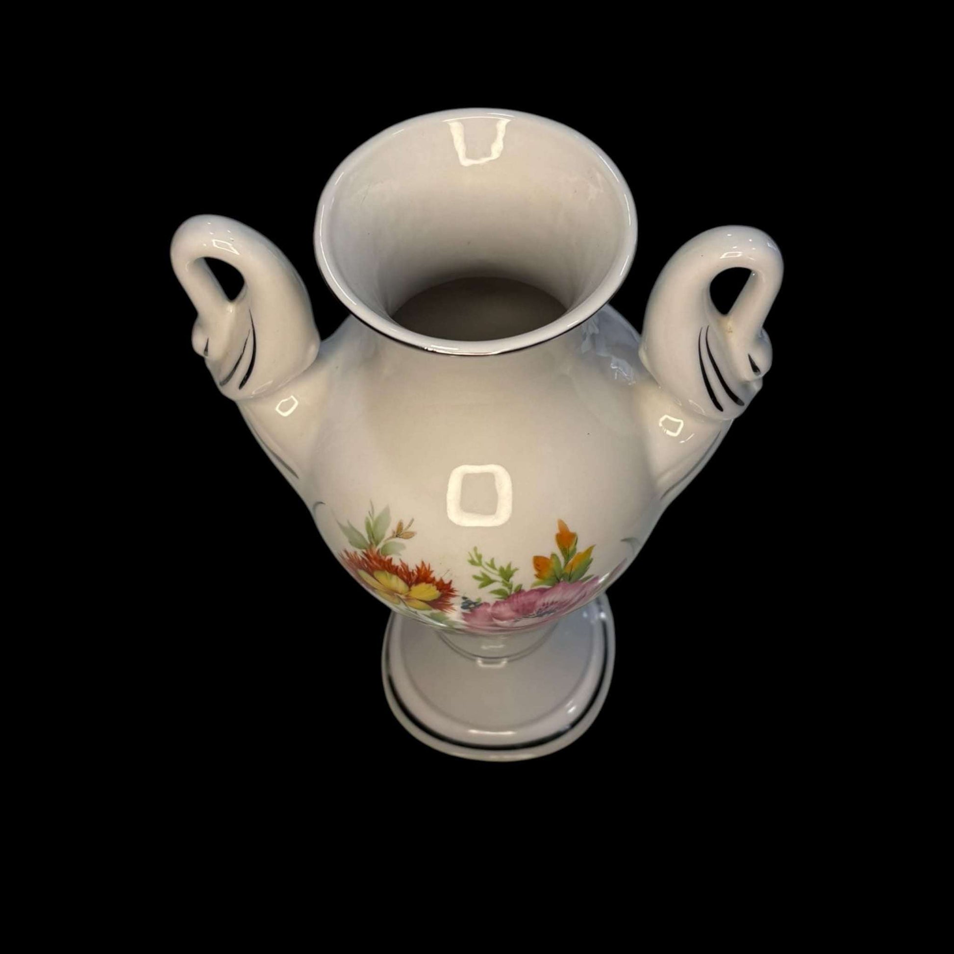 Florero de porcelana Bohemia con hilo de plata y cisnes - Cositas Antiguas – La Guadaña, Anticuarios Online en Jerez , vender antigüedades, muebles antiguos