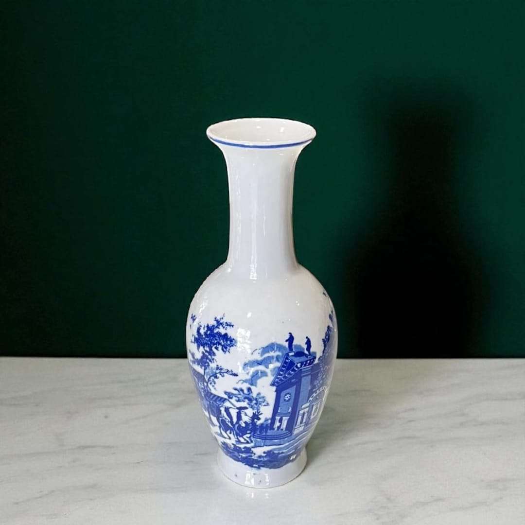Jarrón de porcelana danesa Copenhague con decoración azul - Cositas Antiguas – La Guadaña, Anticuarios Online en Jerez , vender antigüedades, muebles antiguos