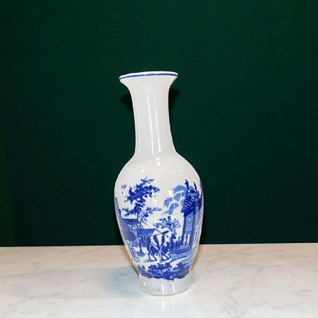 Jarrón de porcelana danesa Copenhague con decoración azul - Cositas Antiguas – La Guadaña, Anticuarios Online en Jerez , vender antigüedades, muebles antiguos