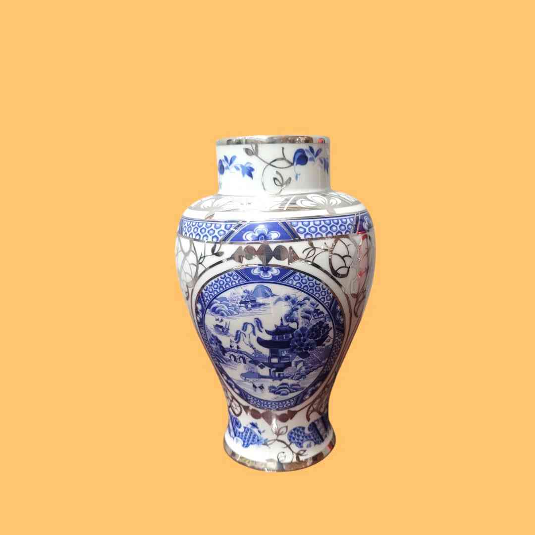 Florero de porcelana azul y blanco exclusivo - Cositas Antiguas – La Guadaña, Anticuarios Online en Jerez , vender antigüedades, muebles antiguos