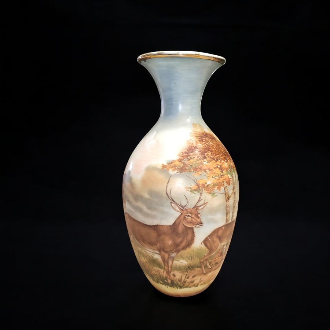 Jarron de porcelana decorado con ciervos y paisaje natural - Cositas Antiguas – La Guadaña, Anticuarios Online en Jerez , vender antigüedades, muebles antiguos