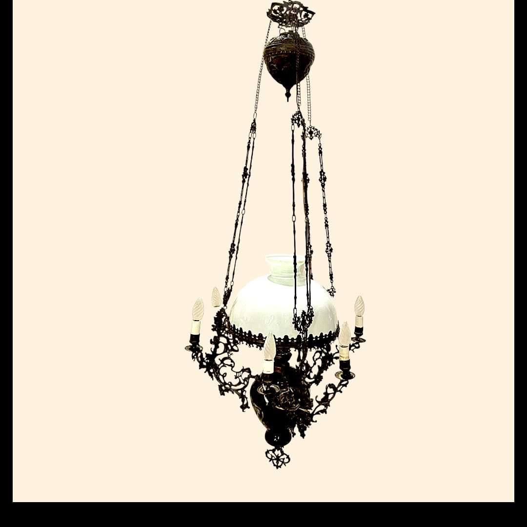 Lámpara colgante estilo holandés electrificada antigua - Cositas Antiguas – La Guadaña, Anticuarios Online en Jerez , vender antigüedades, muebles antiguos