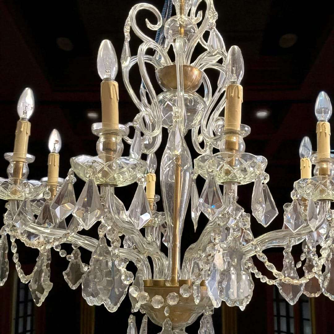 Lampara de cristal de salón única y elegante - Cositas Antiguas – La Guadaña, Anticuarios Online en Jerez , vender antigüedades, muebles antiguos