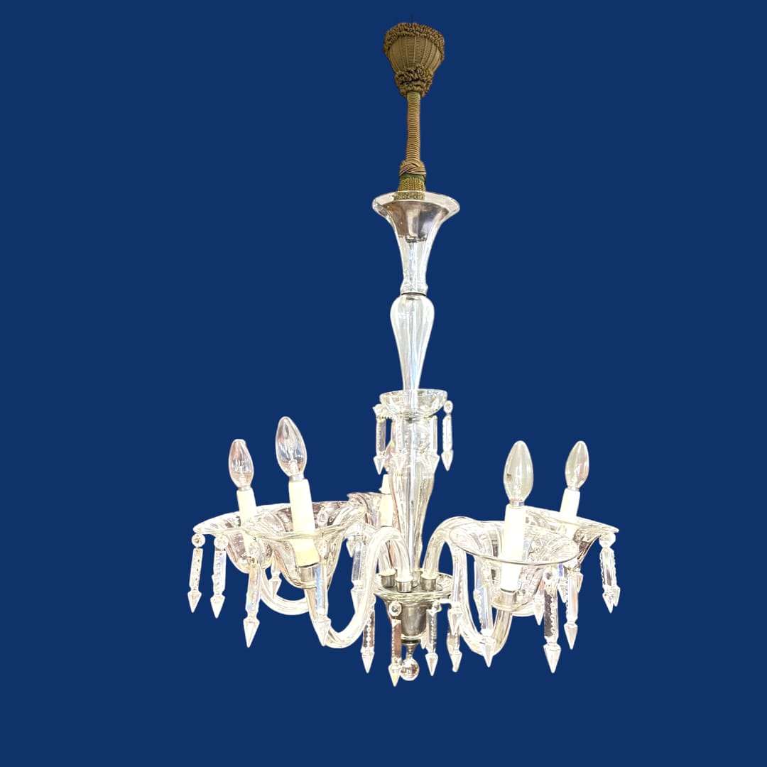 Lampara de techo de cristal con 5 brazos elegante - Cositas Antiguas – La Guadaña, Anticuarios Online en Jerez , vender antigüedades, muebles antiguos