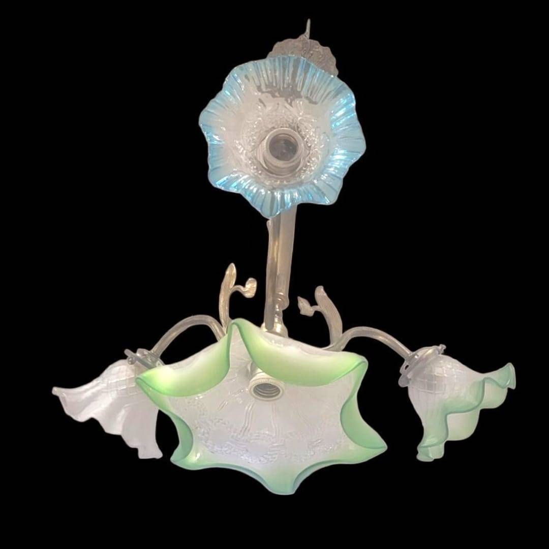Lampara de techo vintage con 4 tulipas de cristal - Cositas Antiguas – La Guadaña, Anticuarios Online en Jerez , vender antigüedades, muebles antiguos