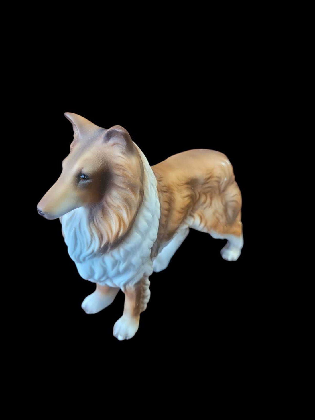 Figura de perro Collie en porcelana color galleta vintage - Cositas Antiguas – La Guadaña, Anticuarios Online en Jerez , vender antigüedades, muebles antiguos