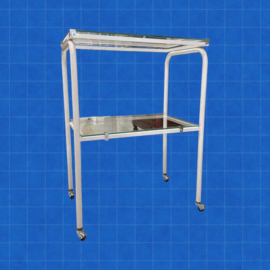 Mesa auxiliar antigua de hospital | Metal y cristal - Cositas Antiguas – La Guadaña, Anticuarios Online en Jerez , vender antigüedades, muebles antiguos
