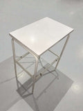 Mesa auxiliar vintage de metal, madera y cristal blanca - Cositas Antiguas – La Guadaña, Anticuarios Online en Jerez , vender antigüedades, muebles antiguos