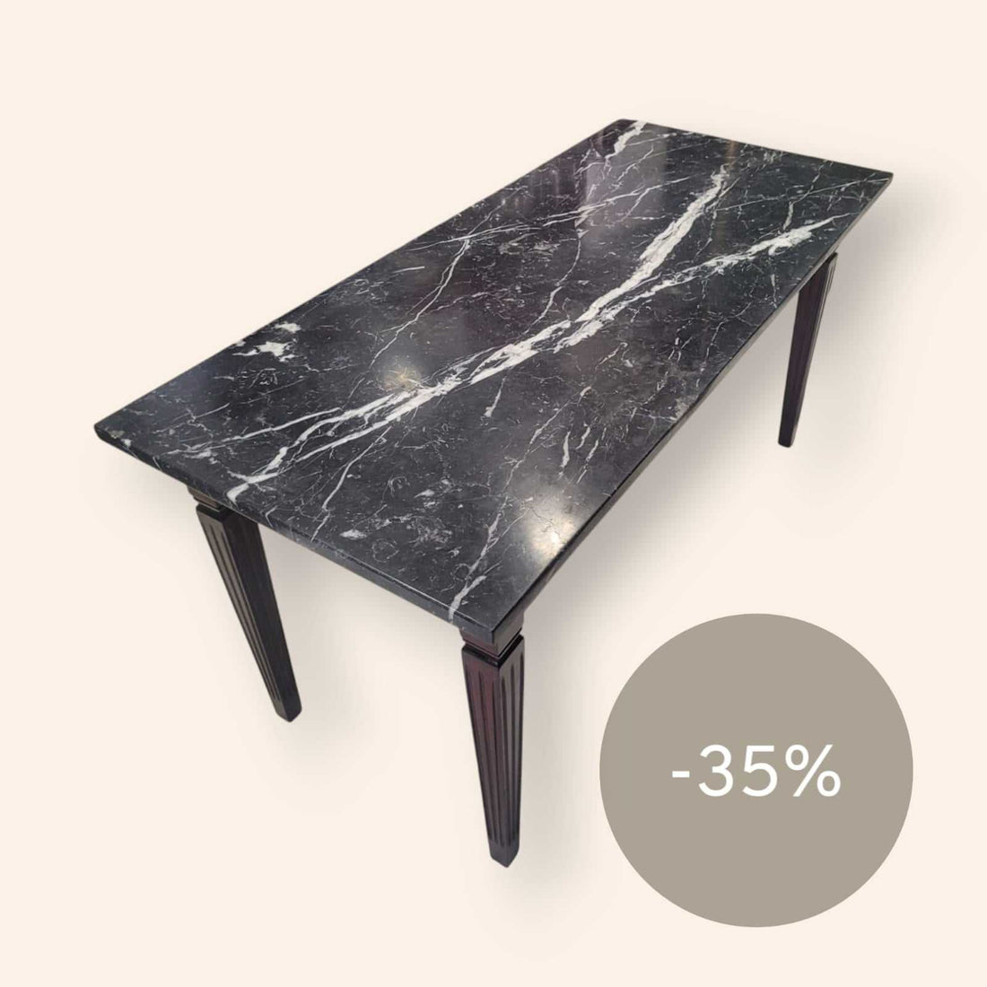 Mesa auxiliar de madera con elegante tapa de mármol negro - Cositas Antiguas – La Guadaña, Anticuarios Online en Jerez , vender antigüedades, muebles antiguos