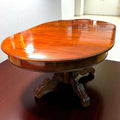 Mesa comedor de caoba con pedestal tallado - pieza única - Cositas Antiguas – La Guadaña, Anticuarios Online en Jerez , vender antigüedades, muebles antiguos