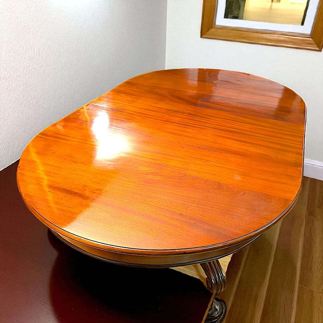 Mesa comedor de caoba con pedestal tallado - pieza única - Cositas Antiguas – La Guadaña, Anticuarios Online en Jerez , vender antigüedades, muebles antiguos