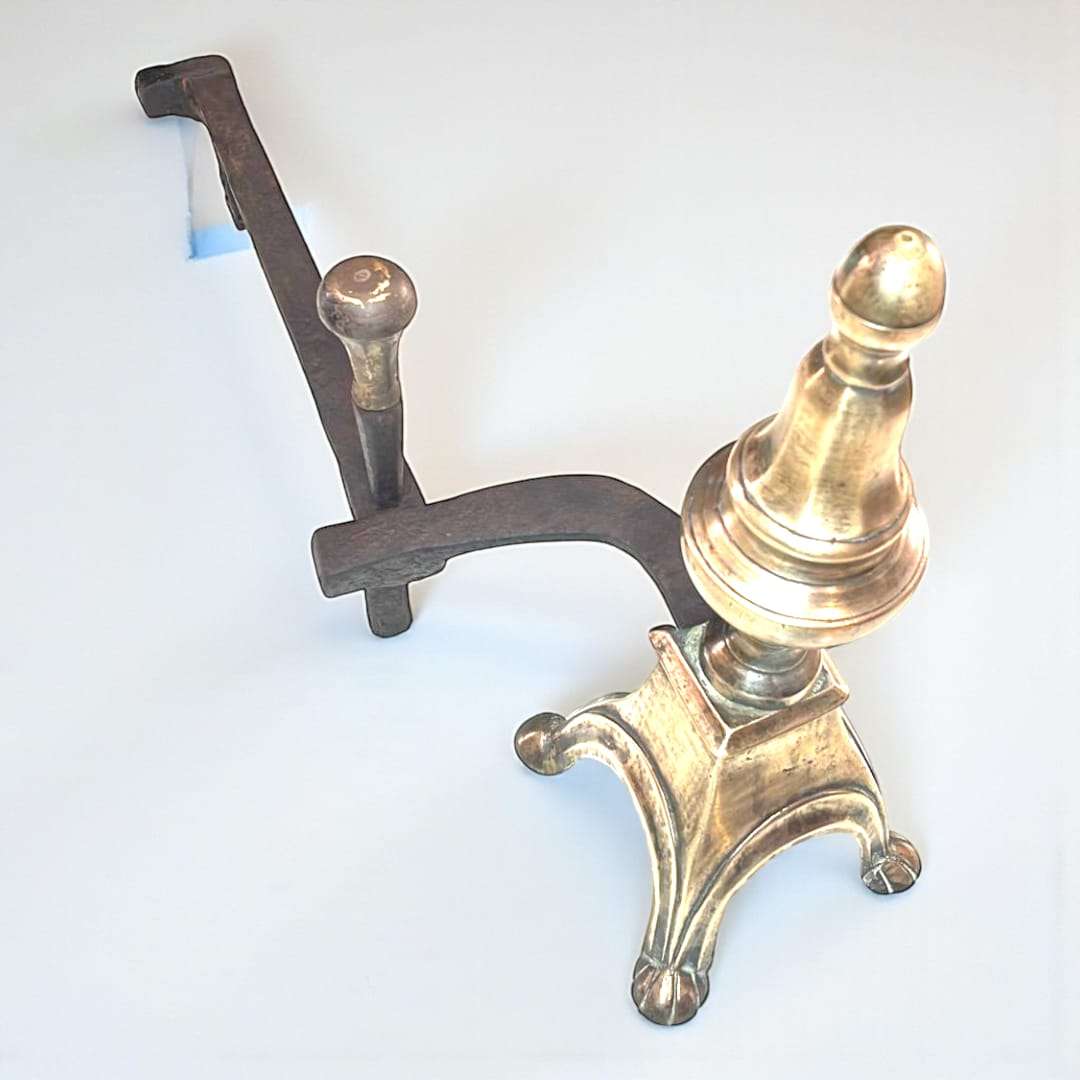 Morillos de bronce y hierro vintage – elegancia clásica - Cositas Antiguas – La Guadaña, Anticuarios Online en Jerez , vender antigüedades, muebles antiguos