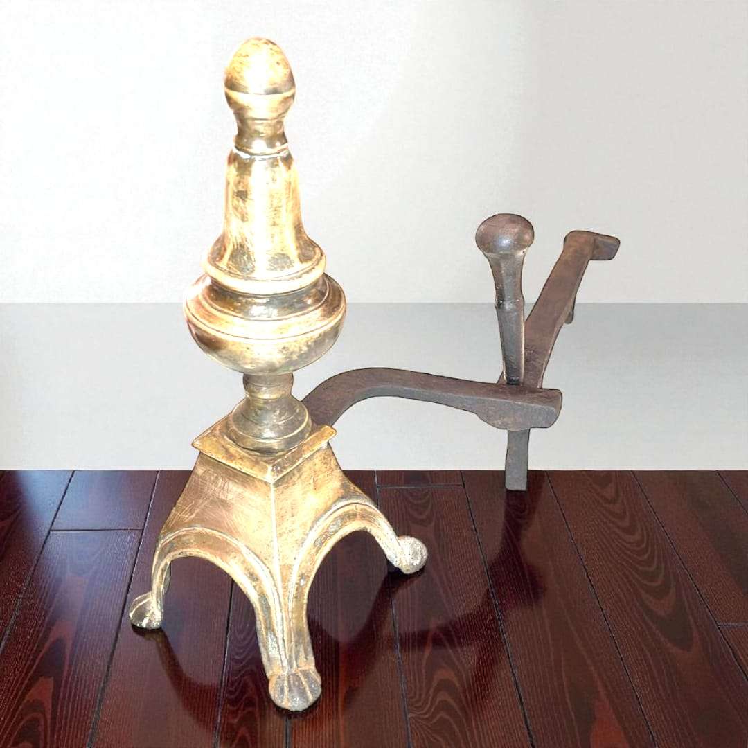 Morillos de bronce y hierro vintage – elegancia clásica - Cositas Antiguas – La Guadaña, Anticuarios Online en Jerez , vender antigüedades, muebles antiguos