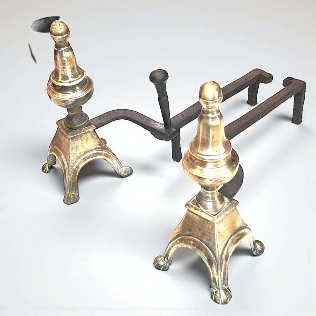 Morillos de bronce y hierro vintage – elegancia clásica - Cositas Antiguas – La Guadaña, Anticuarios Online en Jerez , vender antigüedades, muebles antiguos