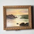 Óleo de marina firmado por J. Freidia – Playa al atardecer - Cositas Antiguas – La Guadaña, Anticuarios Online en Jerez , vender antigüedades, muebles antiguos