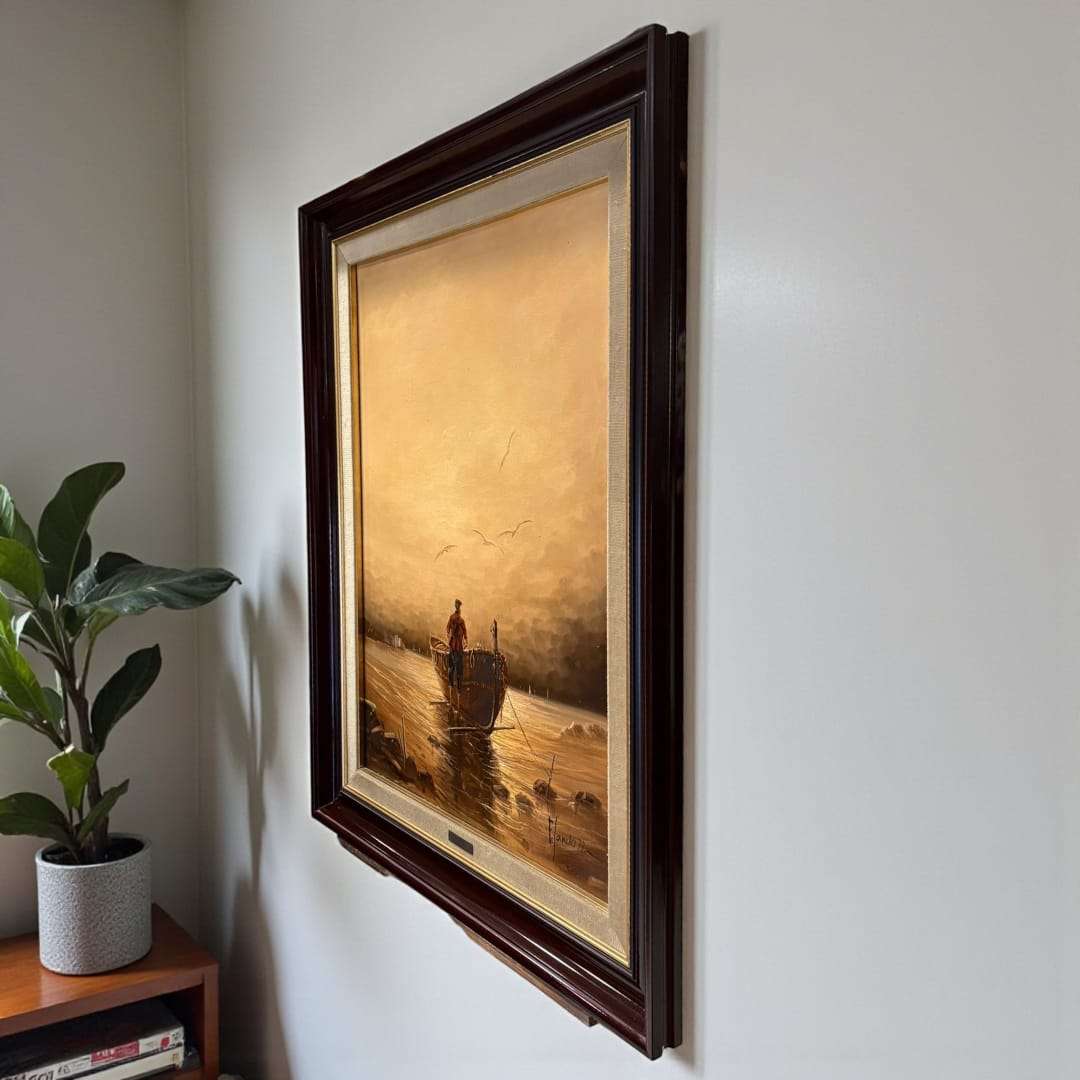 Óleo de marina firmado por F. Sanchis 77 – Arte exclusivo - Cositas Antiguas – La Guadaña, Anticuarios Online en Jerez , vender antigüedades, muebles antiguos