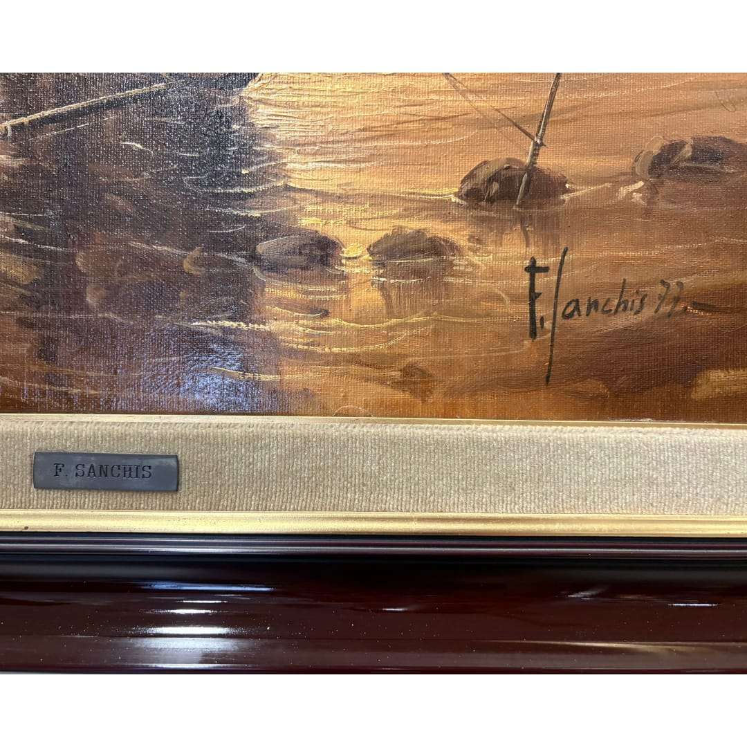 Óleo de marina firmado por F. Sanchis 77 – Arte exclusivo - Cositas Antiguas – La Guadaña, Anticuarios Online en Jerez , vender antigüedades, muebles antiguos
