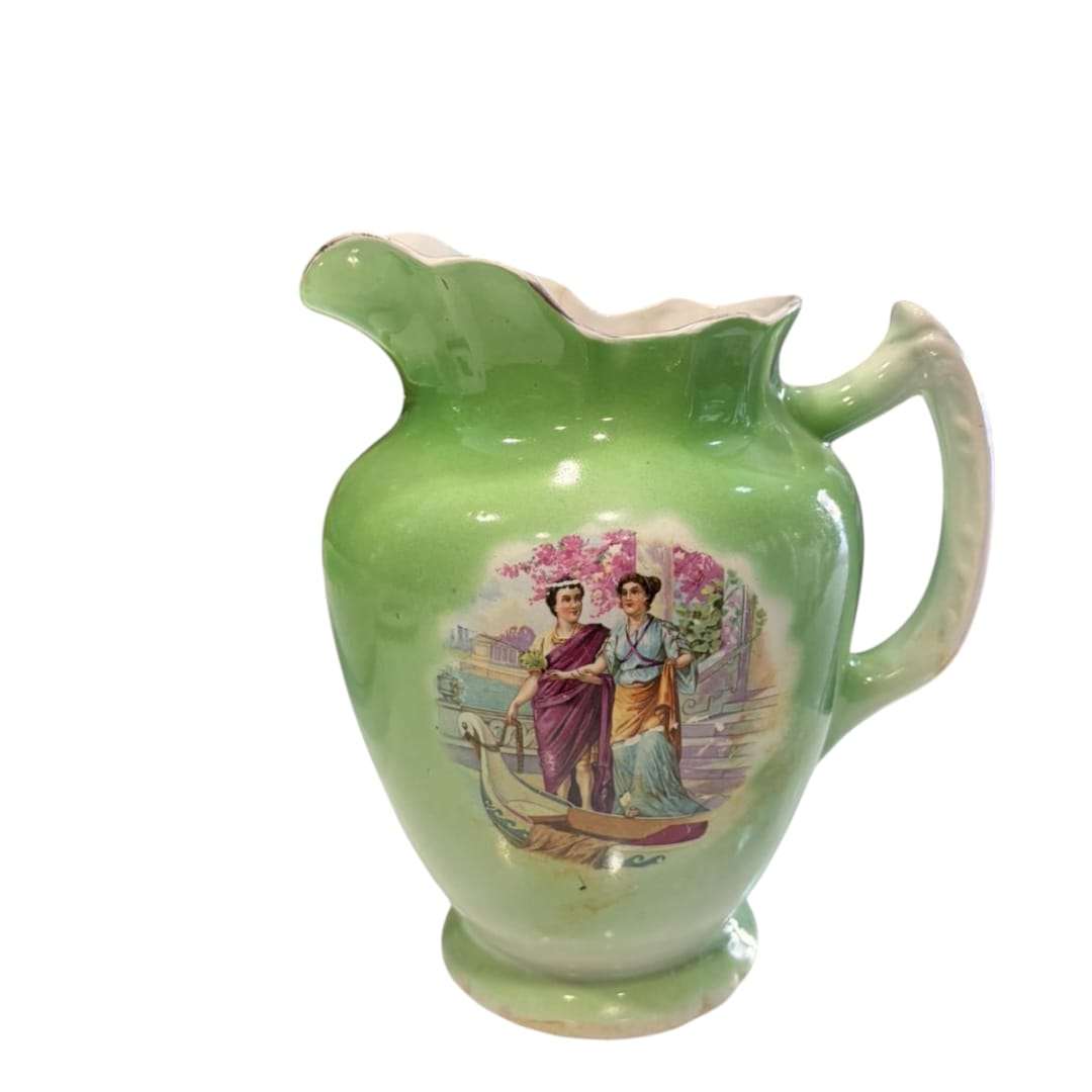 Aguamanil y palangana en porcelana opaca de Sevilla - Cositas Antiguas – La Guadaña, Anticuarios Online en Jerez , vender antigüedades, muebles antiguos