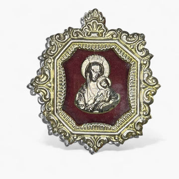 Relicario Virgen con Niño en marco plateado — arte sacro - Cositas Antiguas – La Guadaña, Anticuarios Online en Jerez , vender antigüedades, muebles antiguos