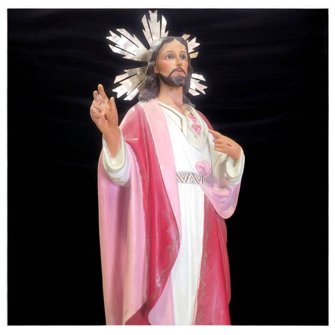 Figura Sagrado Corazón de Jesús majestuosa y religiosa - Cositas Antiguas – La Guadaña, Anticuarios Online en Jerez , vender antigüedades, muebles antiguos