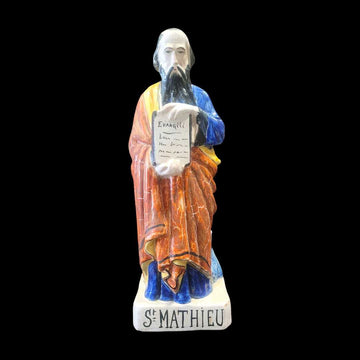 Figura antigua de terracota de San Mathieu pintada a mano - Cositas Antiguas – La Guadaña, Anticuarios Online en Jerez , vender antigüedades, muebles antiguos