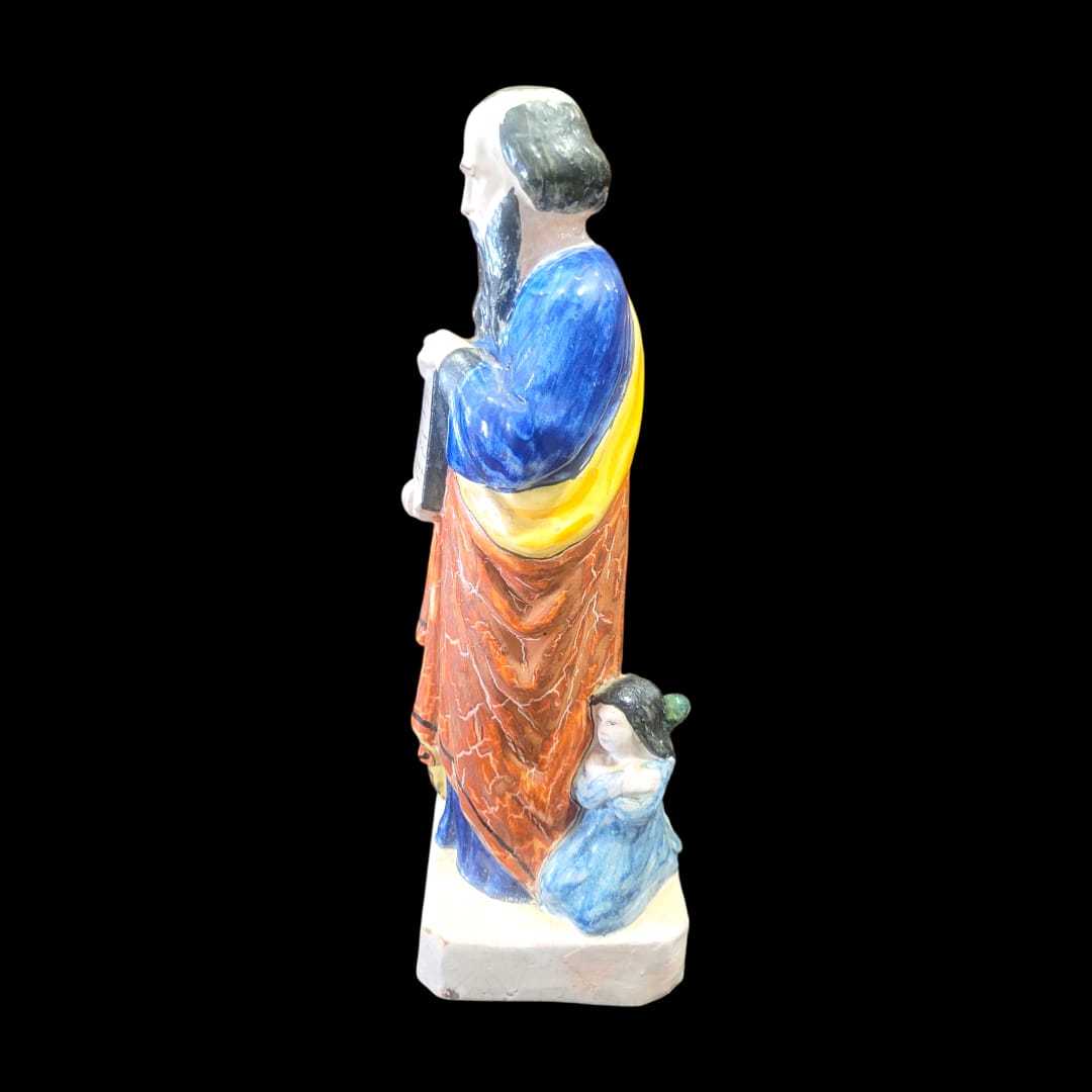 Figura antigua de terracota de San Mathieu pintada a mano - Cositas Antiguas – La Guadaña, Anticuarios Online en Jerez , vender antigüedades, muebles antiguos