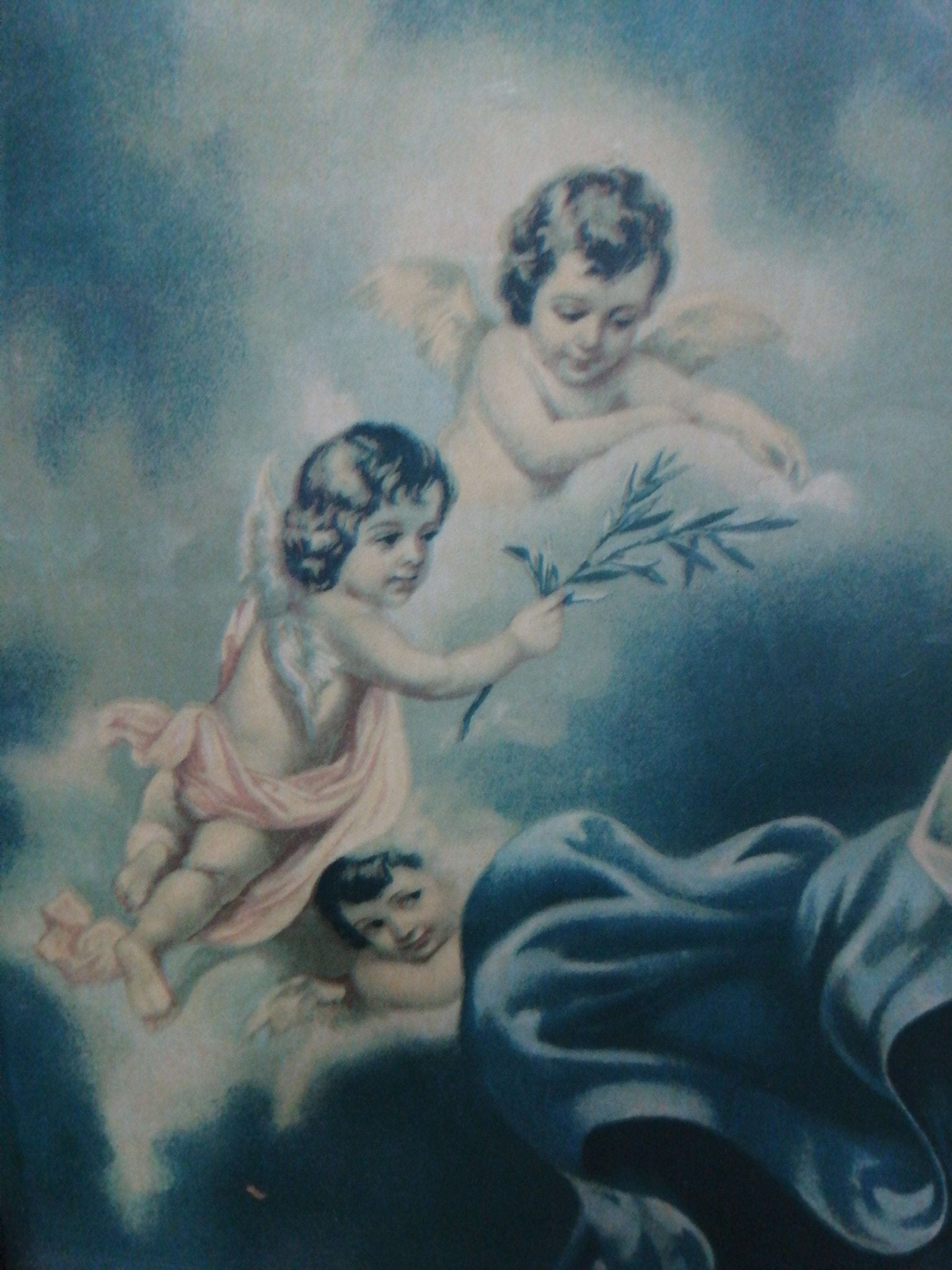 Lámina antigua de la Virgen Purísima con marco de caoba - Cositas Antiguas – La Guadaña, Anticuarios Online en Jerez , vender antigüedades, muebles antiguos