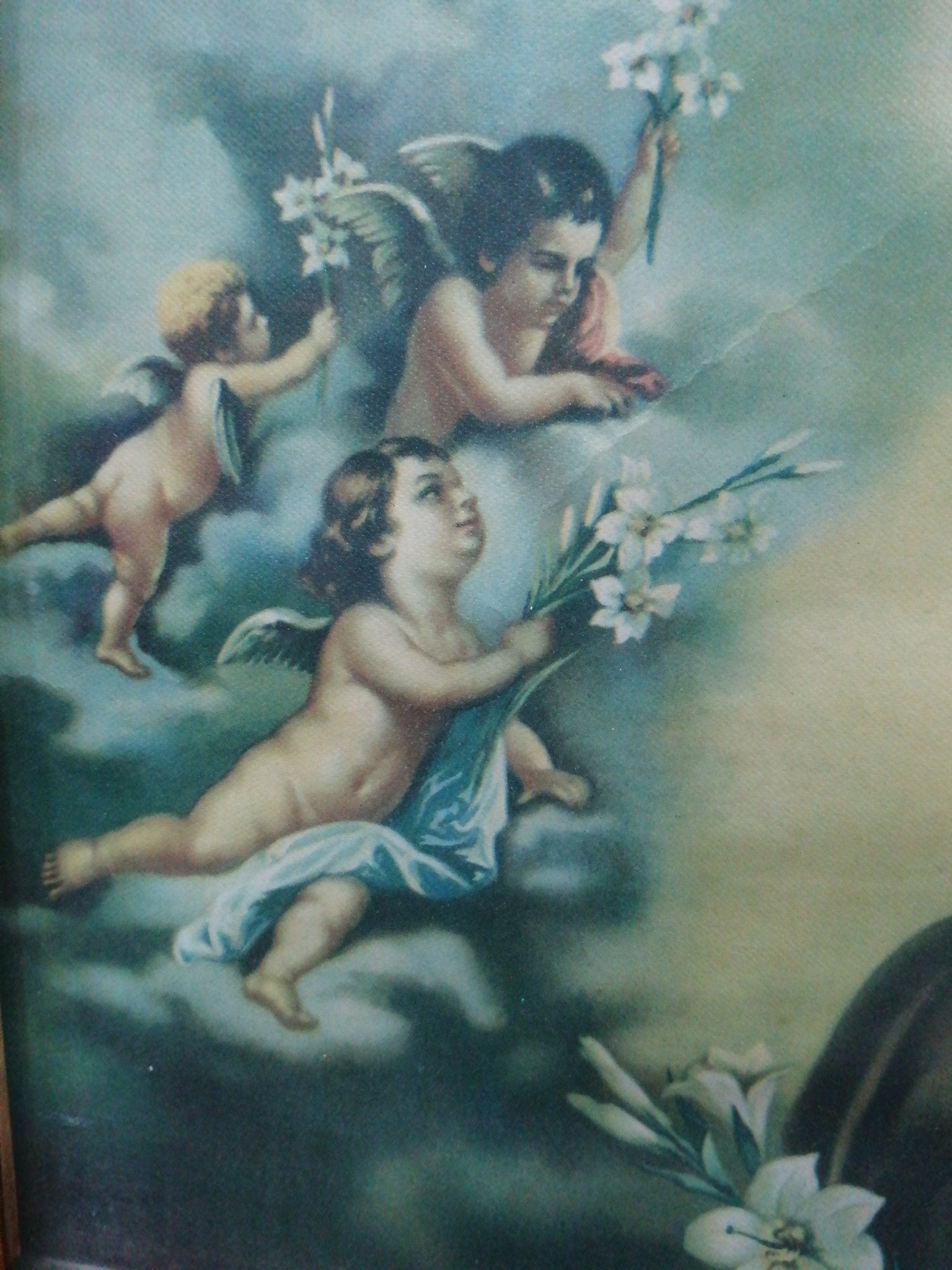 Lamina antigua de San Antonio con marco de caoba - Cositas Antiguas – La Guadaña, Anticuarios Online en Jerez , vender antigüedades, muebles antiguos