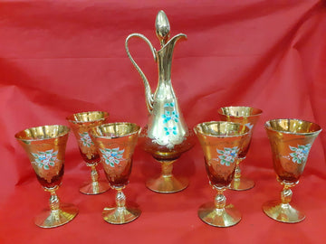 Botella de licor Murano con 6 copas | Exquisitas - Cositas Antiguas – La Guadaña, Anticuarios Online en Jerez , vender antigüedades, muebles antiguos