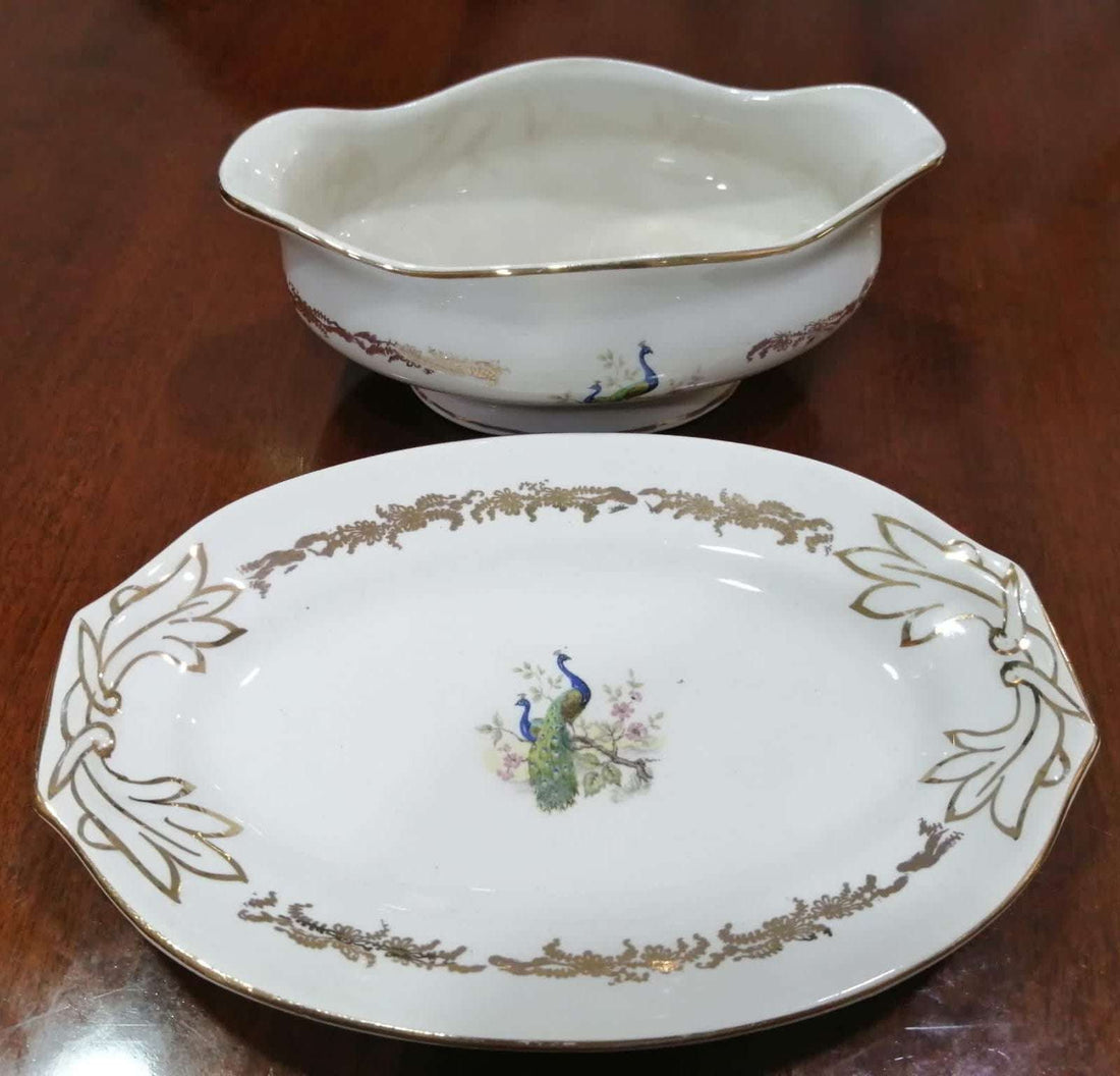 Salsera Pickman con bandeja de porcelana, diseño elegante y clásico. - Cositas Antiguas – La Guadaña, Anticuarios Online en Jerez , vender antigüedades, muebles antiguos