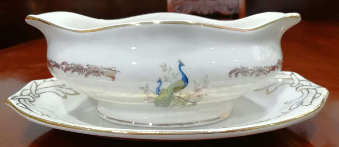 Salsera Pickman con bandeja de porcelana, diseño elegante y clásico. - Cositas Antiguas – La Guadaña, Anticuarios Online en Jerez , vender antigüedades, muebles antiguos