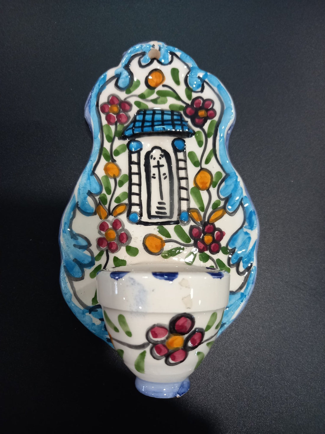 Benditera de cerámica artesanal – Decoración religiosa única - Cositas Antiguas – La Guadaña, Anticuarios Online en Jerez , vender antigüedades, muebles antiguos