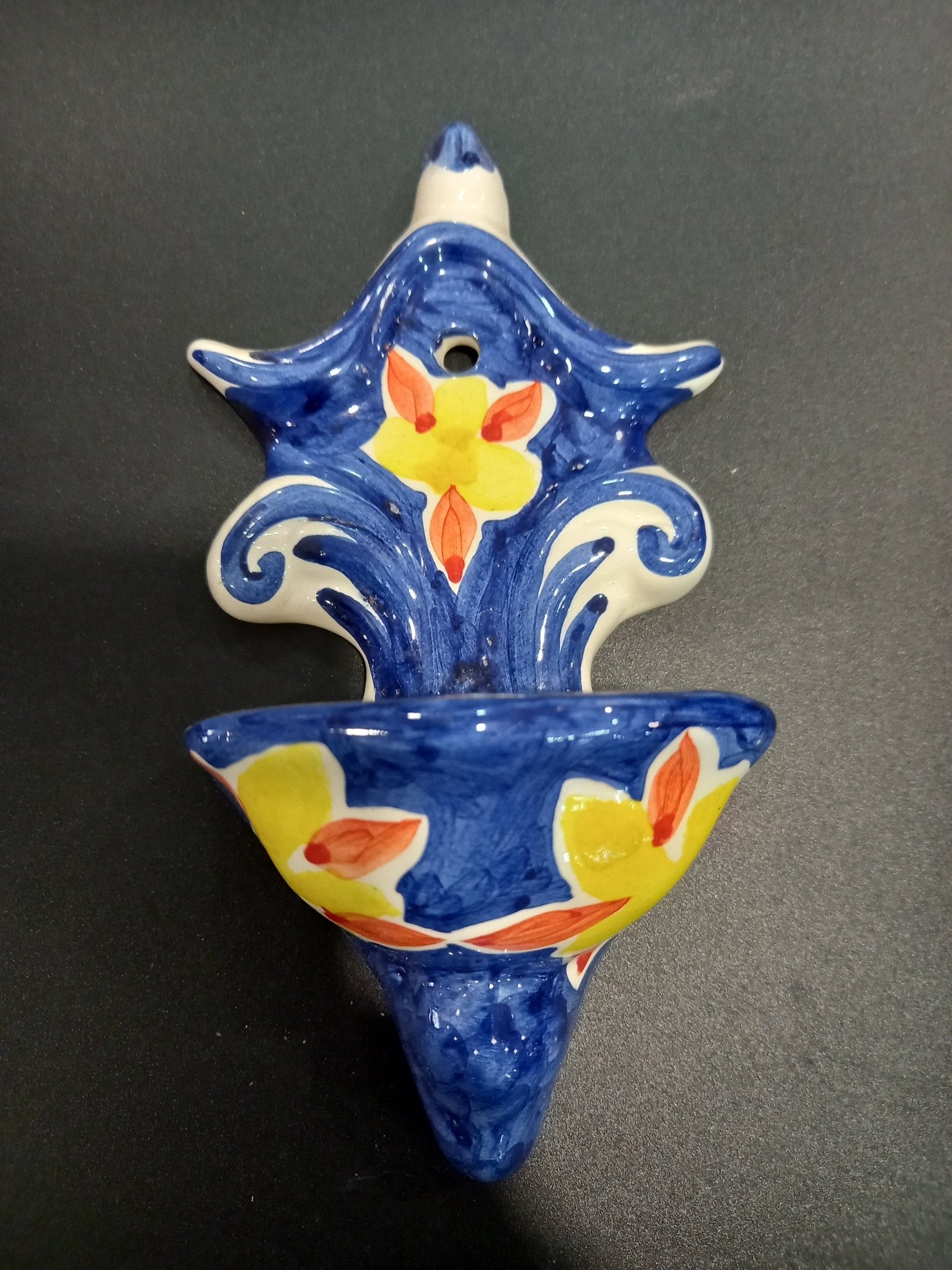Benditera de cerámica pintada a mano – Diseño exclusivo - Cositas Antiguas – La Guadaña, Anticuarios Online en Jerez , vender antigüedades, muebles antiguos