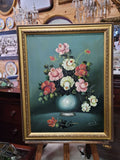 Óleo de florero con marco dorado – Firma Onix - Cositas Antiguas – La Guadaña, Anticuarios Online en Jerez , vender antigüedades, muebles antiguos