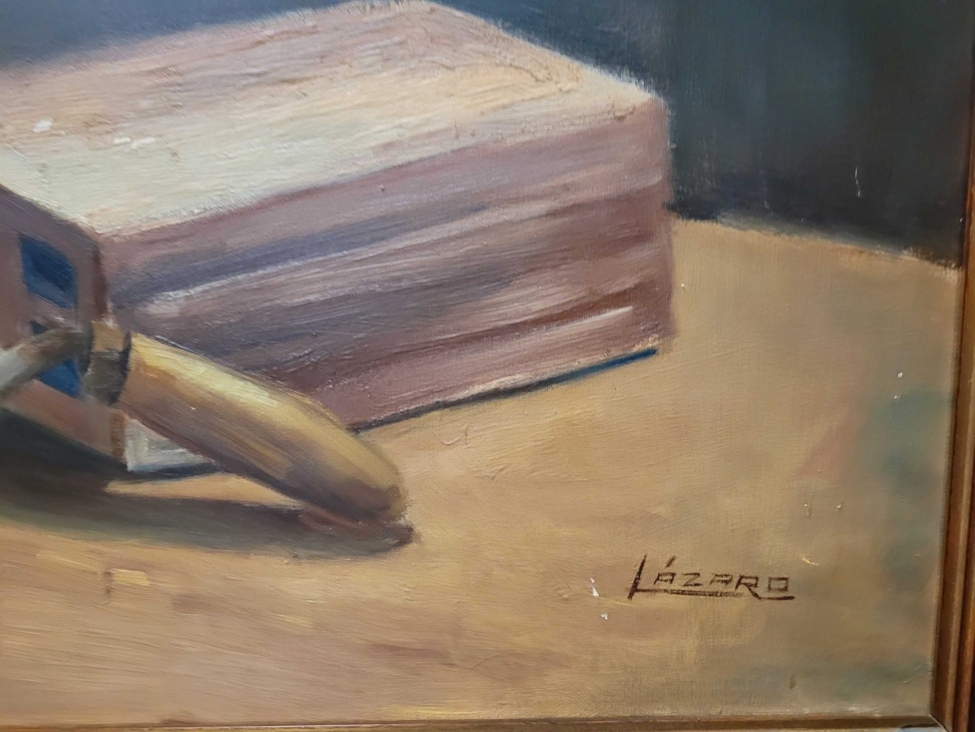 Óleo Bodegón con Marco Dorado Antiguo – Firma Lázaro - Cositas Antiguas – La Guadaña, Anticuarios Online en Jerez , vender antigüedades, muebles antiguos