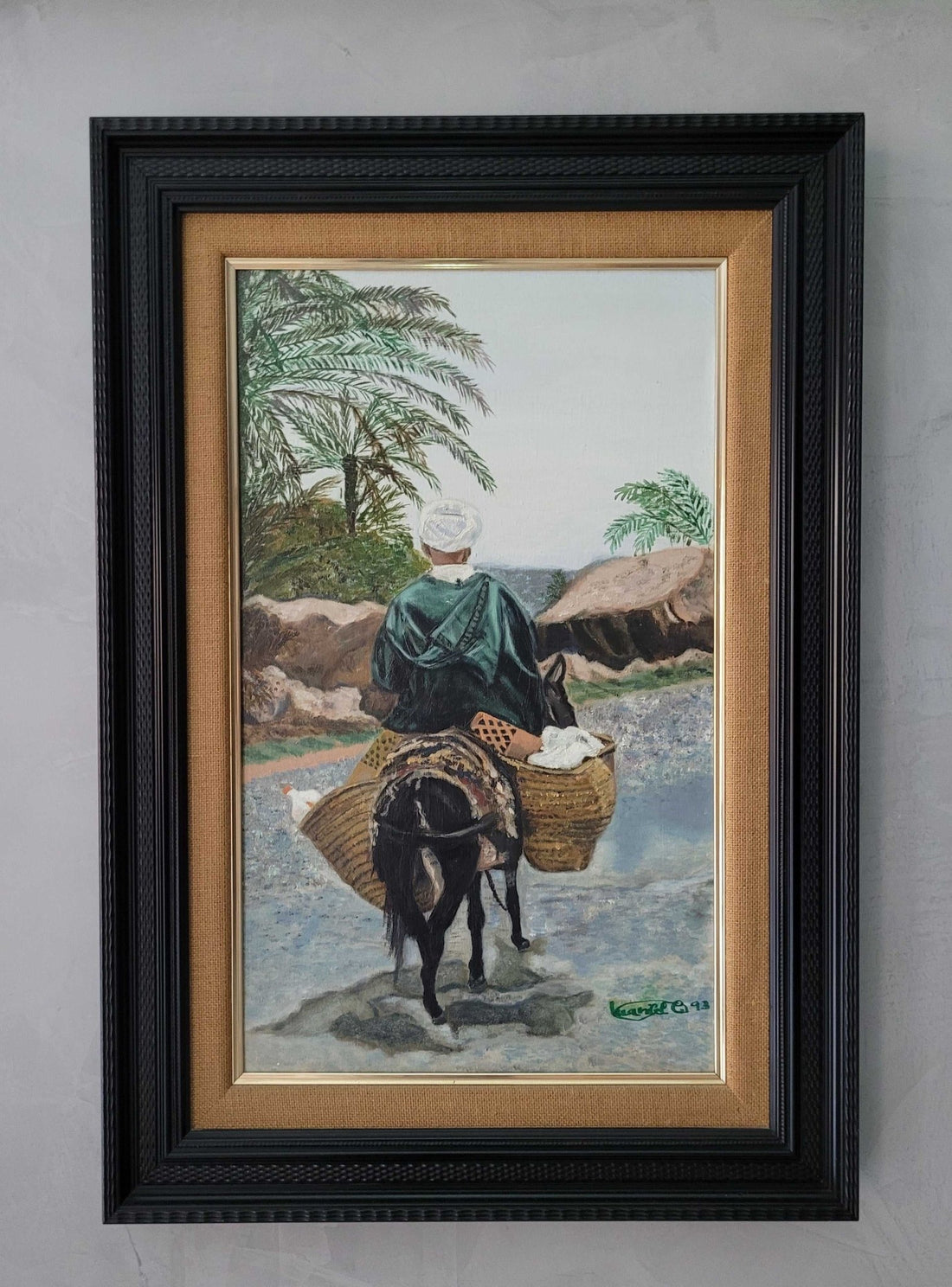 Cuadro de paisaje con árabe sobre mulo – Obra de Luangel 93 - Cositas Antiguas – La Guadaña, Anticuarios Online en Jerez , vender antigüedades, muebles antiguos