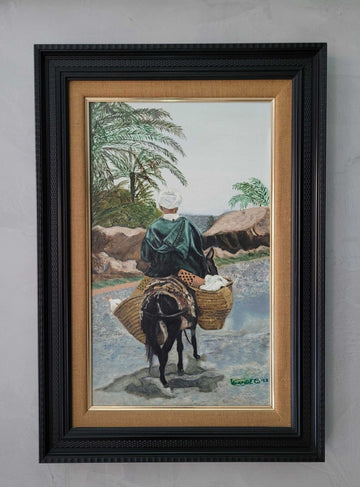 Cuadro de paisaje con árabe sobre mulo – Obra de Luangel 93 - Cositas Antiguas – La Guadaña, Anticuarios Online en Jerez , vender antigüedades, muebles antiguos