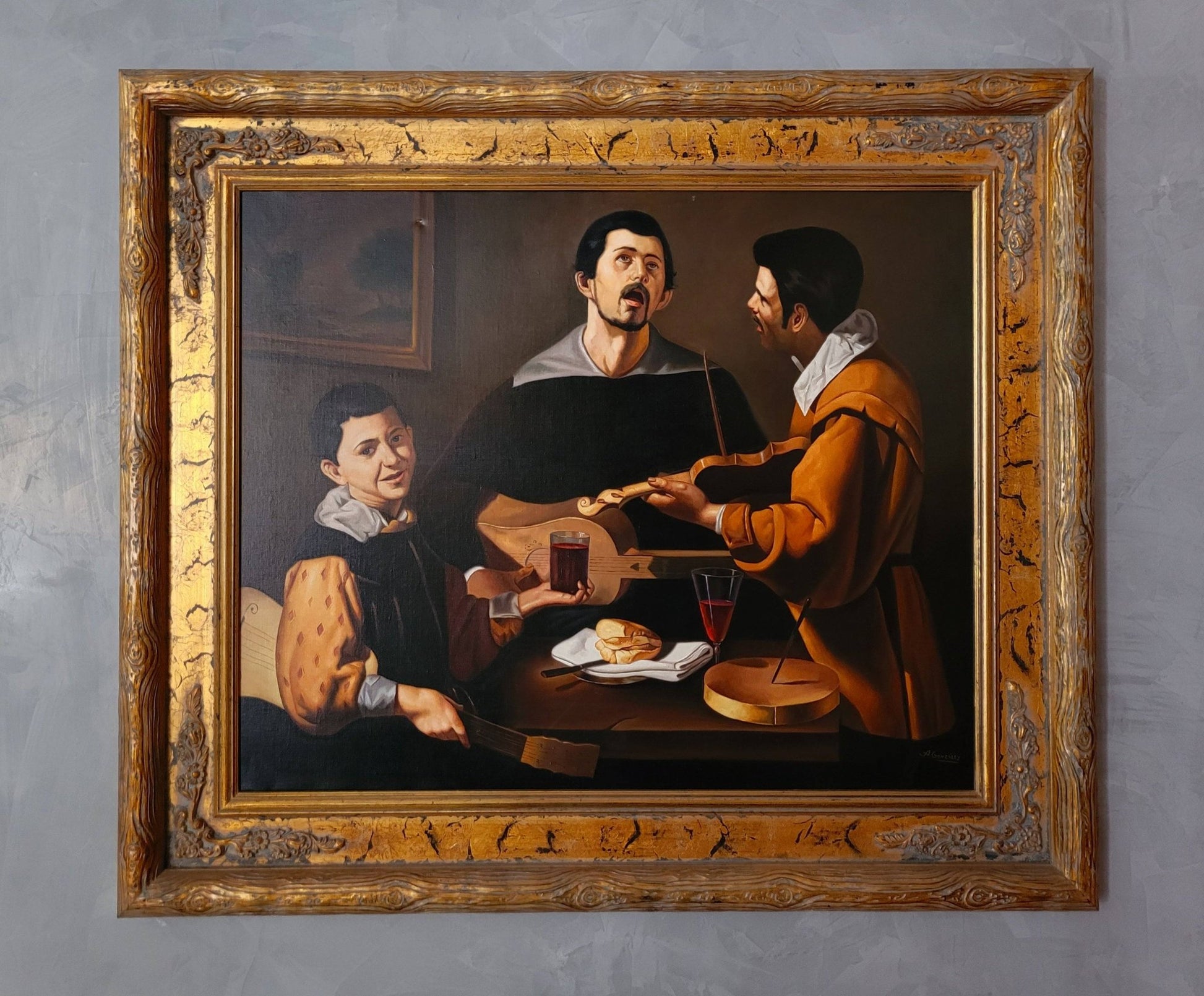 oleo "El Almuerzo" – Reproducción de Velázquez - Cositas Antiguas – La Guadaña, Anticuarios Online en Jerez , vender antigüedades, muebles antiguos
