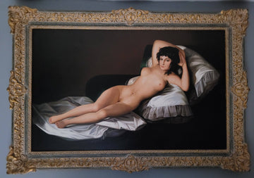 Oleo La Maja | Copia de Goya por A. Gonzalez - Cositas Antiguas – La Guadaña, Anticuarios Online en Jerez , vender antigüedades, muebles antiguos