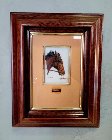Pintura Sobre Cristal Cabeza de Caballo Camet por Alemany - Cositas Antiguas – La Guadaña, Anticuarios Online en Jerez , vender antigüedades, muebles antiguos