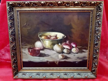 Oleo motivo bodegon – Alta calidad - Cositas Antiguas – La Guadaña, Anticuarios Online en Jerez , vender antigüedades, muebles antiguos